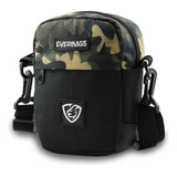 Everbags Combate Camuflado Mini Bolsa Tiracolo Pochete Necessaire Cor Negro