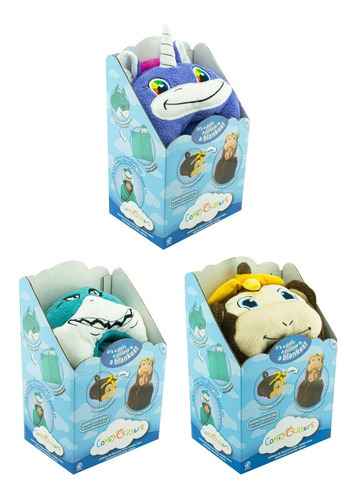 Comfy Critters 3 En 1 Mascota Almohada Manta Pack 3pz Famosa