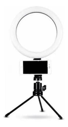 Ring Light Iluminador Luz Led Selfie Tripé Mesa 16 Cm