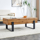 Mesa De Centro Madera Rectangular, Estilo Mid Century.