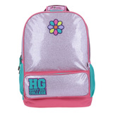 Mochila Happy Girl College Hg Flor Brillos Primaria Rosa Chenson