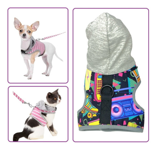 Pechera Para Perros Mascotas Con Capucha Arnes Ajustable