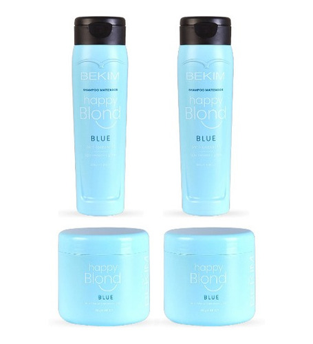 Kit Matizador Azul 2 Shampoo Y 2 Máscara X250ml De Bekim 