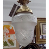 Antigua Lámpara Colgante De Bronce Y Cristal Tallado 0022