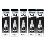 Kit 5 Tinta Epson T664 Negro Original L380 L395 L575 L1300