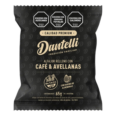Alfajor Dantelli relleno con Café Y Avellanas Sin Tacc Por 12 Un | MercadoLibre