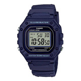 Reloj De Pulsera Casio Youth W-218h-2a Relojesymas Correa Azul Bisel Azul Fondo Gris