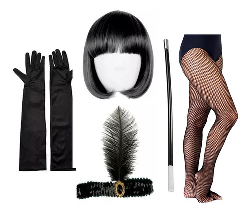 Kit Fantasia Melindrosa Gangster Mafia Cabaret Sexy 5pçs