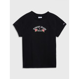 Polera Floral Flag Logo Negro Tommy Hilfiger