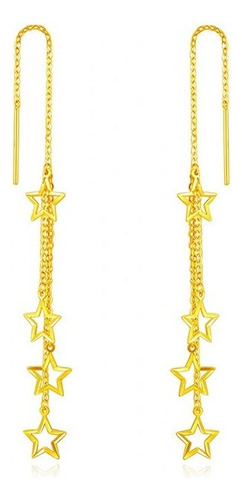 Aretes Estrella Pendientes Largos Moda Oro 18k Joyeria Mujer