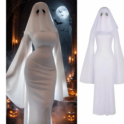 Disfraz De Fantasma Blanco Cosplay Para Mujer Halloween Sexy