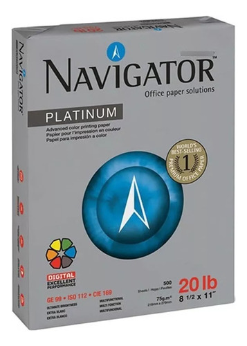 Papel Bond Carta 75g Navigator Platinum Caja/5000 Hjs