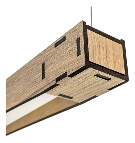 Colgante Liston Lineal Madera Nogal Nordico 120cm + Tubo Led