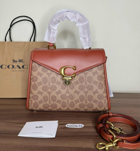 Bolsa Coach Sammy Top Handle 100% Original In Signature Café