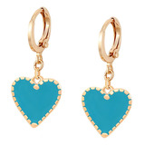 Modernos Aretes Arracadas Corazón Colgante Oro 14k Lam