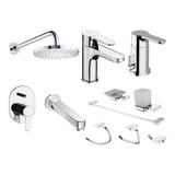 Combo Griferia Lavatorio Bidet Ducha Accesorios L20 Embutir