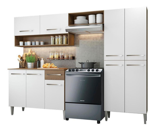 Mueble De Cocina Madesa Emilly 229 Cm Color Blanco/marrón