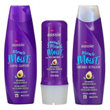  Aussie Miracle Moist Shampoo + Condicionador + 3 Minutos