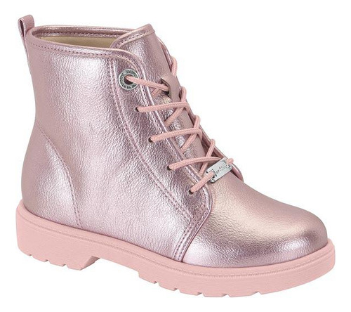 Bota Coturno Molekinha Infantil Rosa Metalizado 2164134