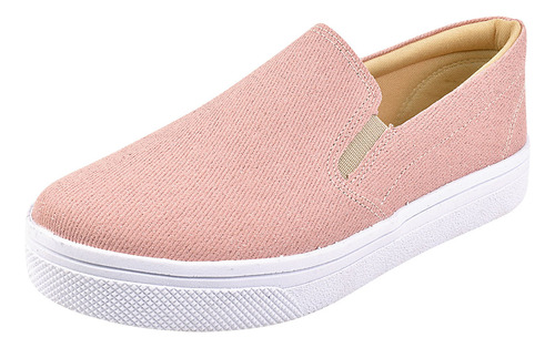 Tênis Casual Rosa Chic Calçados Feminino Nude