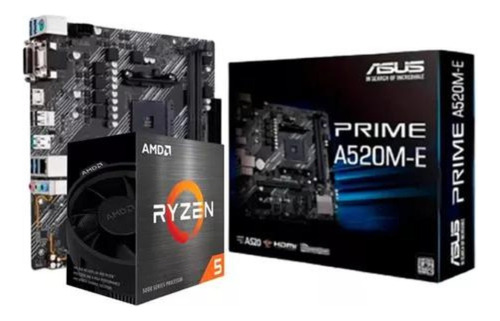 Kit Upgrade Amd Ryzen 5 5500 + Placa Mãe Asus Prime A520m-e