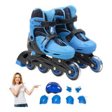 Patins Infantil Menino Triline Inline 4 Rodas Gel Proteção