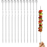 12 Brochetas Pinchos Anticucho Acero Barbacoa Parrilla Asado