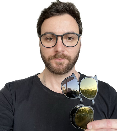 Armação Oculos Grau Masculino Original Osônio Clip On Solar