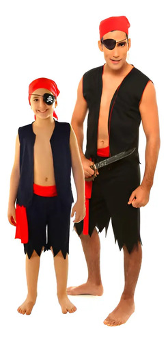 Fantasia Pirata Infantil Adulto Halloween Cosplay Carnaval