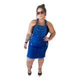 Jardineira  Plus Size Saia Jeans Laycra Salopete Feminina