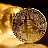 Bitcoin Enchapado En Oro + Protector - Moneda Conmemorativa