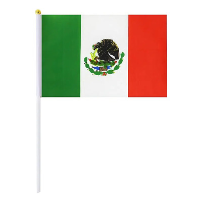 Bandera de México Pequeña 14x21cm Pack 10 Asta Plástico Tricolor | Meses sin interés