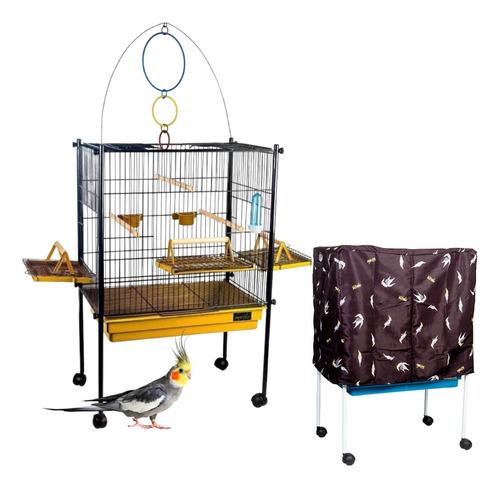 Viveiro Calopsita Gaiola Aves Triplex Playground Com Capa