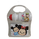Lonchera Infantil C/botella Vaso D Plástico Mickey Tsum Tsum
