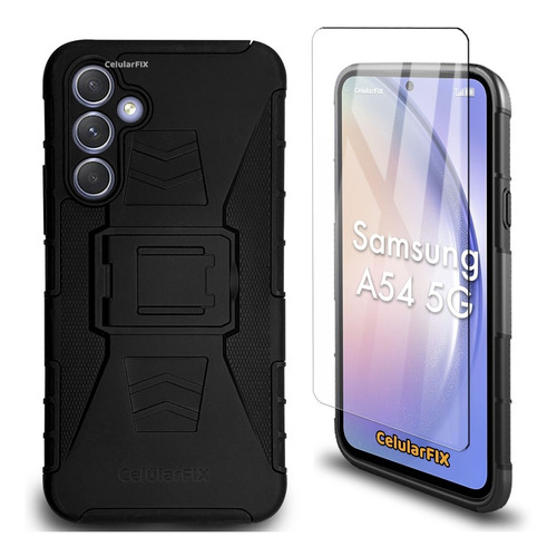 Funda Protector P/ Samsung A54 5g, Uso Rudo Con Clip + Mica