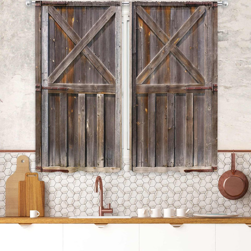 Cortinas De Cocina De Madera Con Bolsillo Para Barra De...