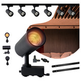 Kit Trilho Eletrificado 2m Preto + 6 Spots Led 10w Quente