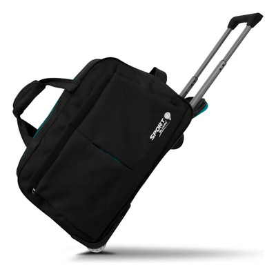 Maletín Deportivo Con Ruedas Duffle Rodante Msp-716 Carry On Color Negro NEGRO\u002FAQUA | Meses sin interés