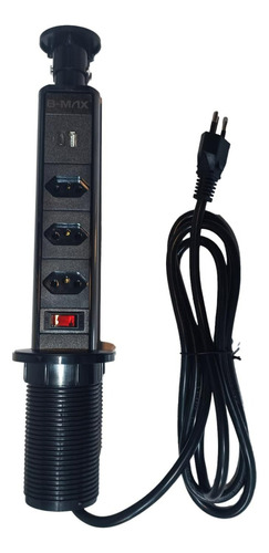 Torre De Tomada Multiplug Com 3 Tomadas 2 Usb Cor Preto