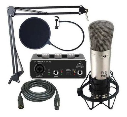 Kit Grabación Behringer Um2 Microfono B2 Brazo Antipop Shock