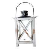 Fanal Farol Portátil Vidrio Y Madera Deco