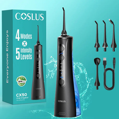 COSLUS CX50 Irrigador Bucal, Irrigador Dental, Limpiador Bucal -4 boquillas,4 modos,5 niveles, 20 modos ajustables, temporizador y modo Jet (control preciso: mantener\u002Fsoltar) Oral Care irrigador oral | Envío gratis