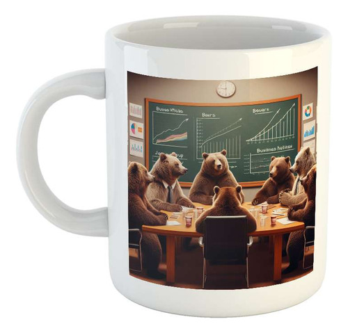 Taza Ceramica Osos Debatiendo Medidas Economicas