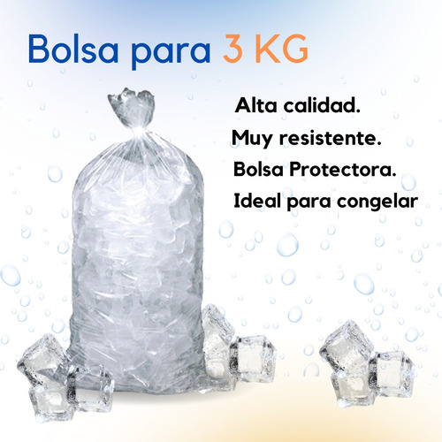 10 Kilos Bolsa De Hielo Transparente Para 3 Kg 25x50 Cm