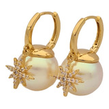 Aretes Perla Grande Oro Laminado 18k Elegantes