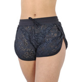 Shorts Feminino Saída De Praia Com Renda Transparente