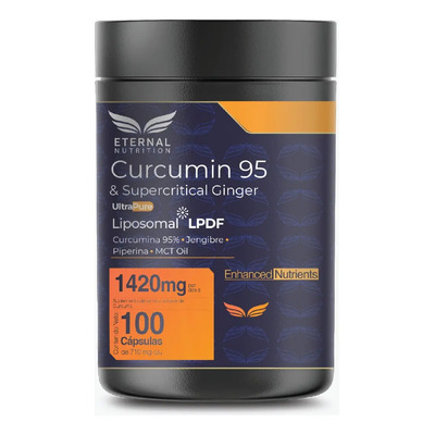 CURCUMINA 95 + SUPERCRITICAL GINGER 100 capsulas (1420mg por porcion), Curcuma y Jengibre con Piperina y MCT Oil Eternal Nutrition | Meses sin interés