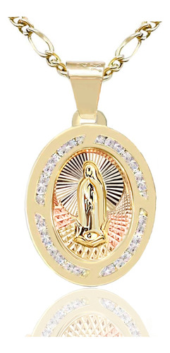 Medalla Oro 10k Virgen De Guadalupe Con Cadena De Regalo 