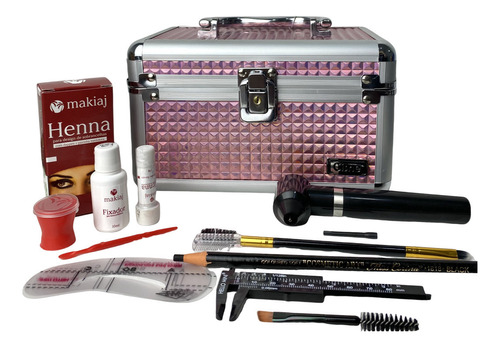 Kit Henna Makiaj Sobrancelhas Profissional Maleta Paquimetro