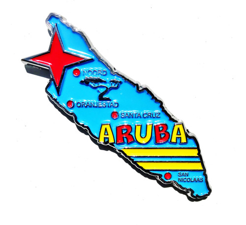 Imã Aruba Com Mapa, Bandeira, Cidades - Imã De Geladeira
